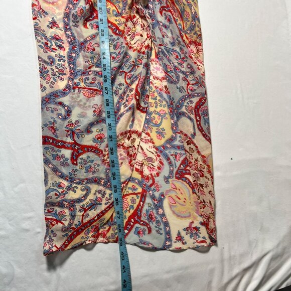 Veronica Beard Kaydence Paisley Silk Midi Skirt Multi  Ruffle Sheer 00 - Picture 9 of 16